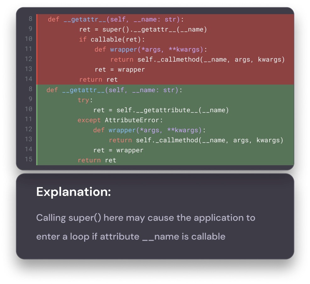 Problem detection with AI static code analysis